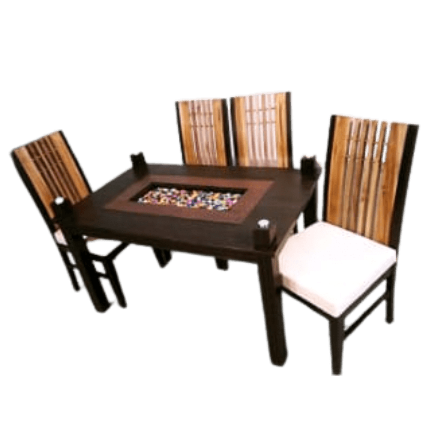 DW Glass Top L-009 Six Seater Dining Table Set in Brown Colour