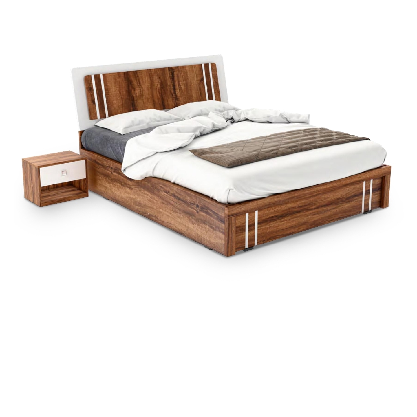 RLF Queen Size Bed 78"x60" Revine In Brown Colour