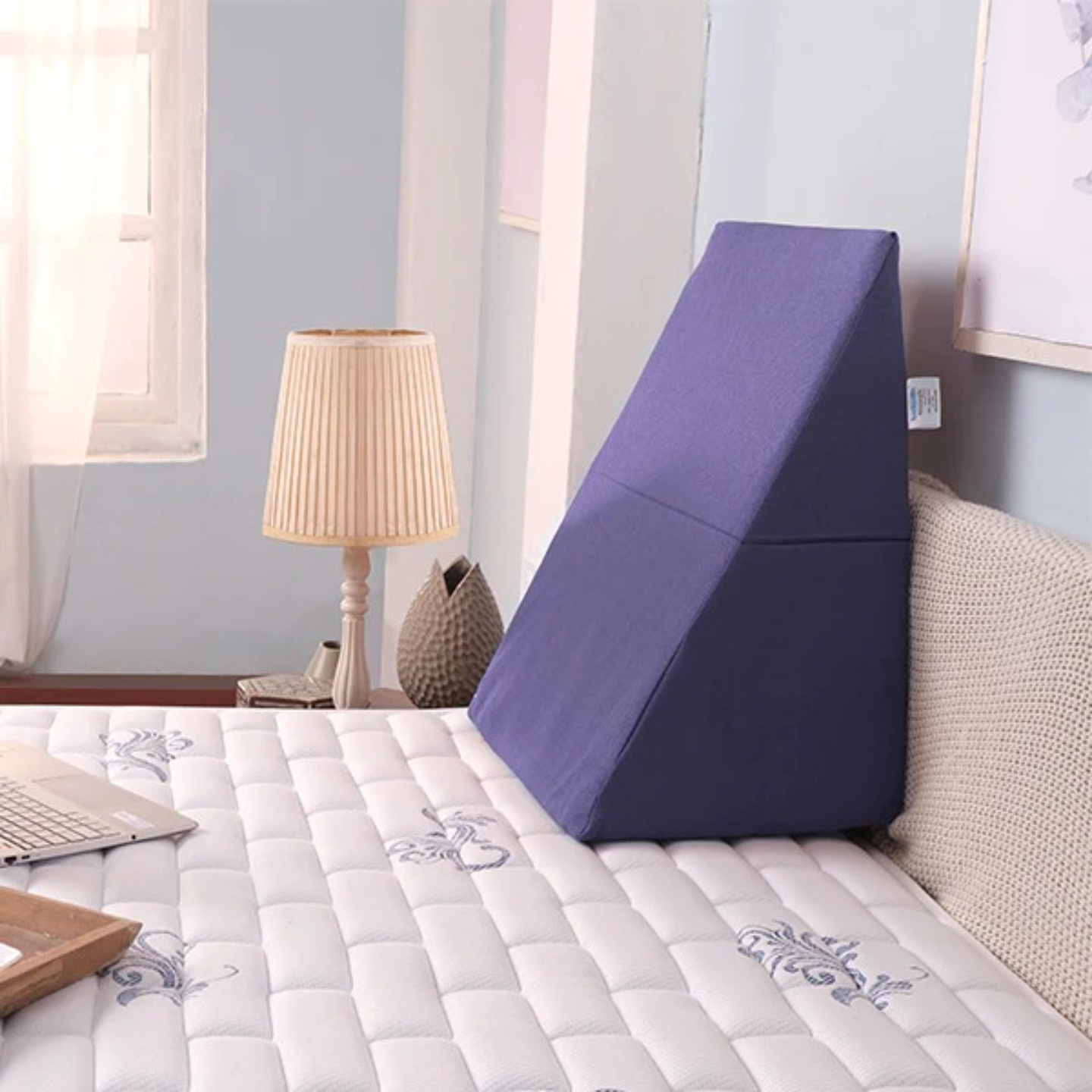 KR Compact Wedge Pillow In Blue Colour