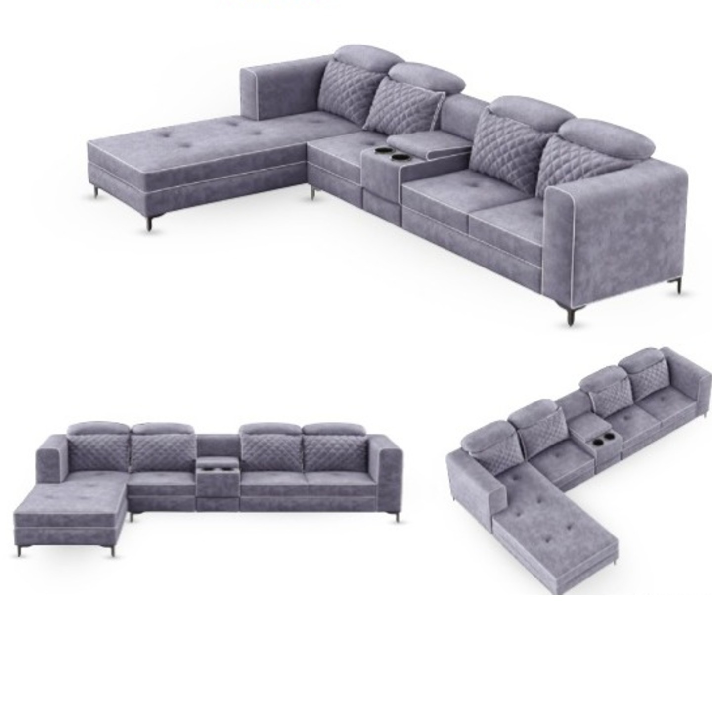 RLF Corner Sofa Set DD-503 Lounger In Grey Colour