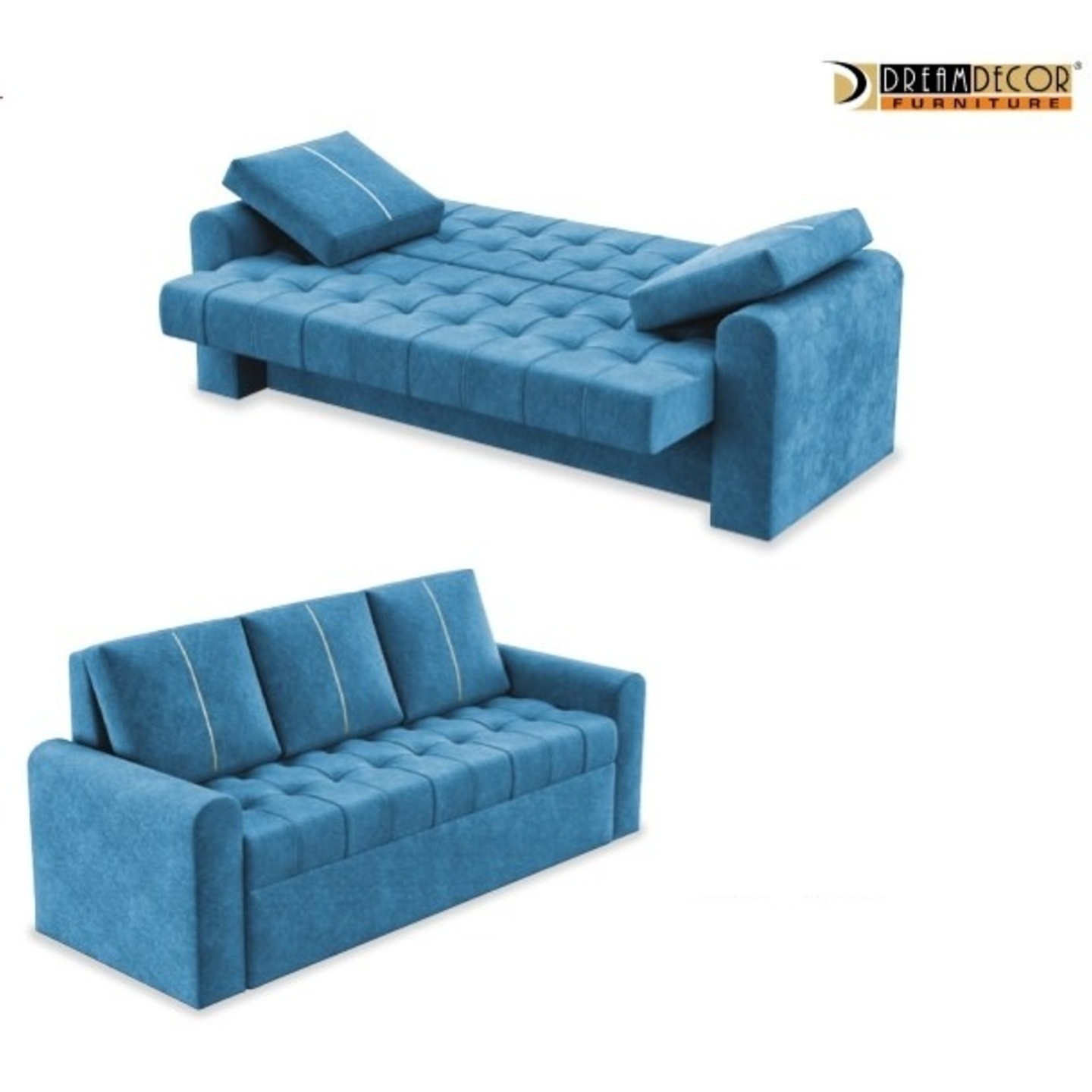 DDF Sofa Cam Bed -04 In Blue Colour