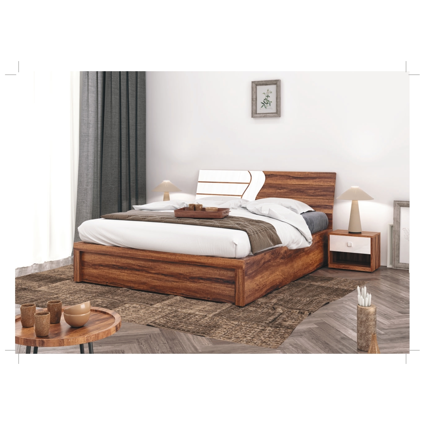 RLF Queen Size Bed 78x60 Modis In Brown Colour