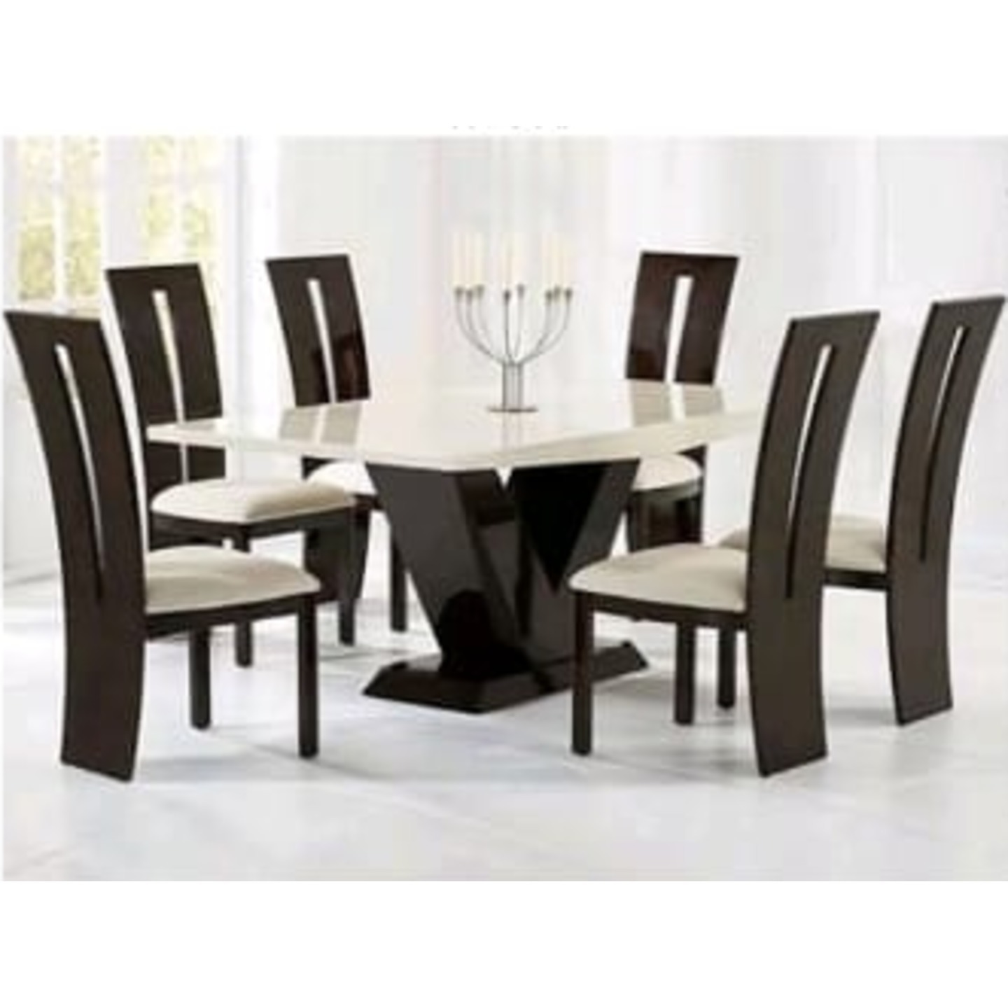 DW Marble Top H-003  Four Seater Dining Table Set in Brown Colour