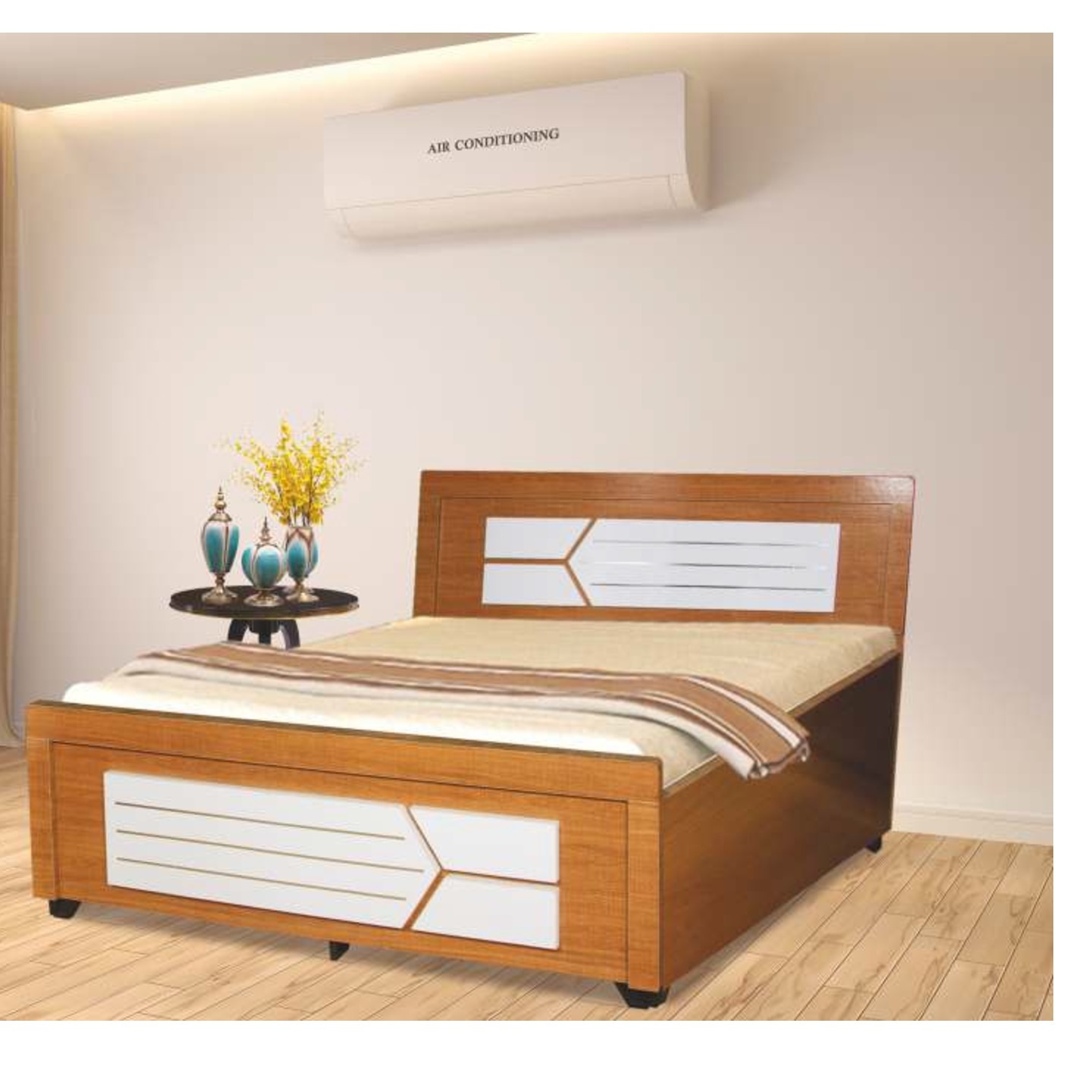 HS Yasmit Bed Size 72x 60 In Colour Brent Wood White