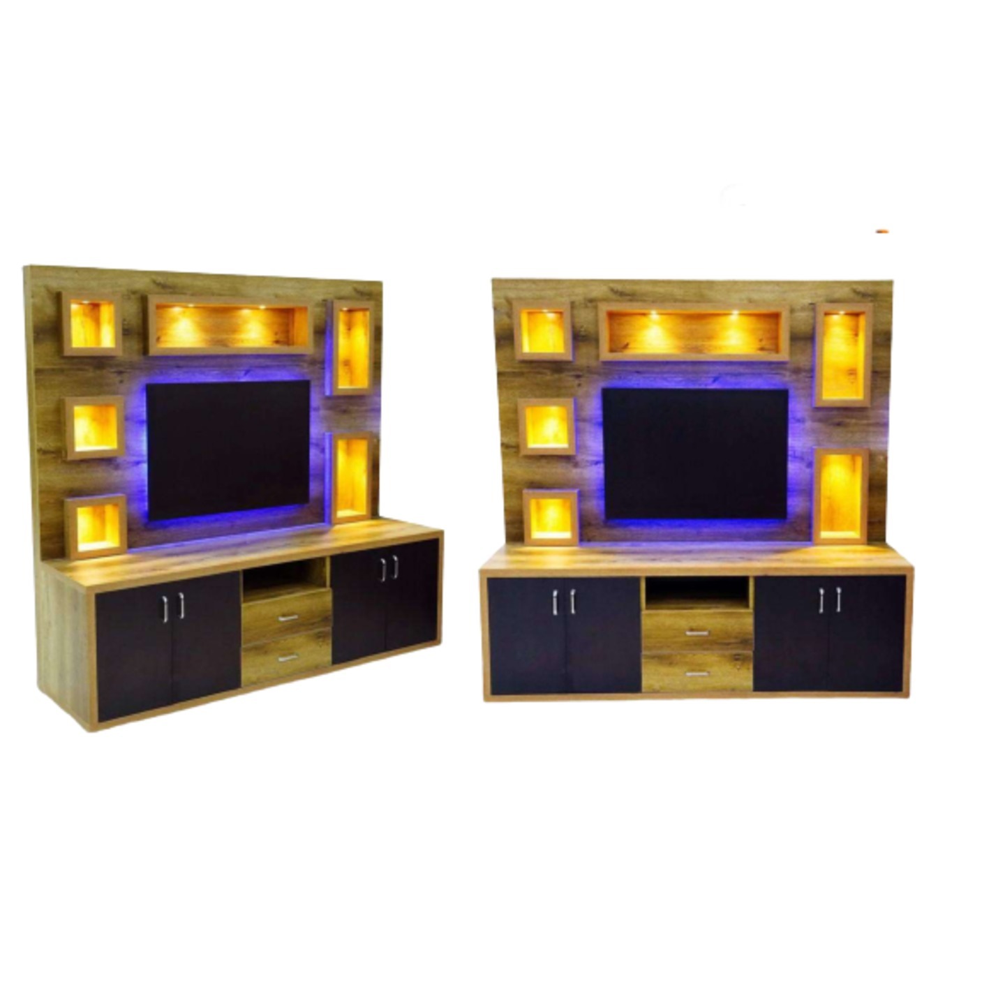HS T V Unit Brushali With Lighting In Black Colour