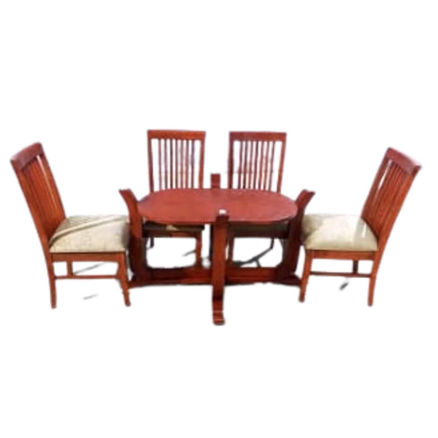 DW Glass Top L-004 Four Seater Dining Table Set in Brown Colour