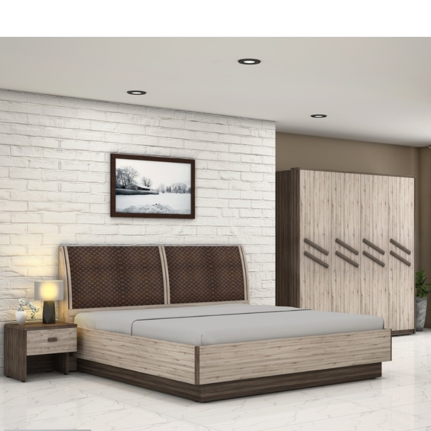 RD King Size Bed With Hydraulic 78"x 72" Rio In Brown Colour