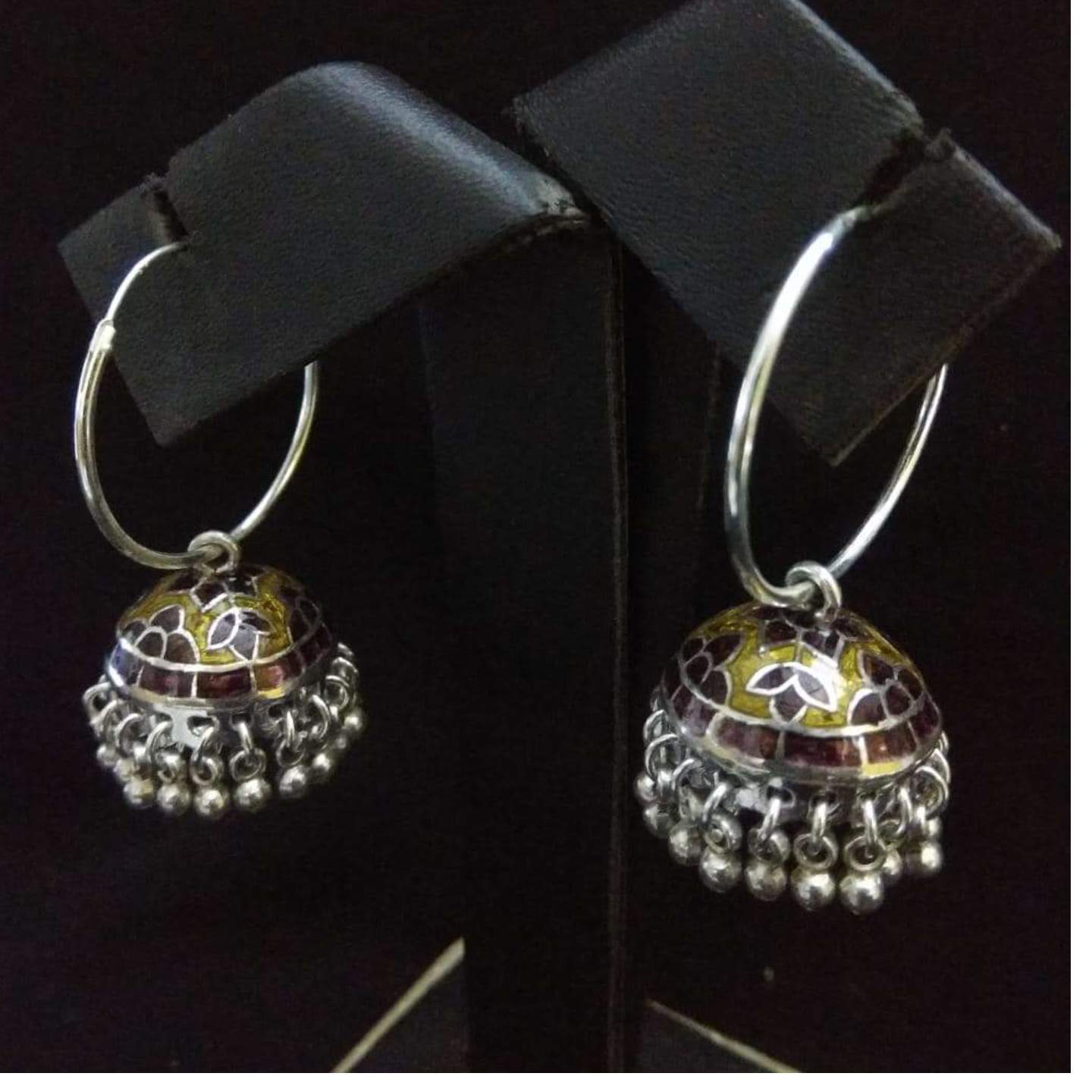 MEENA WORK SILVER JHUMKAS-SE42058