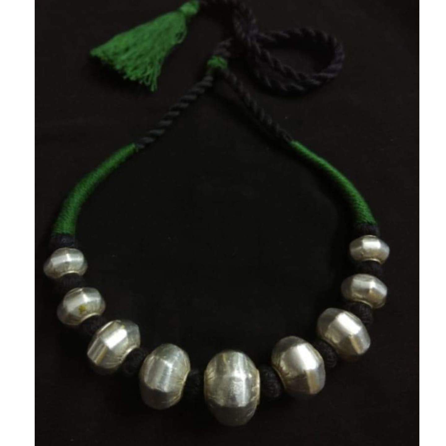 WAX BEADS TRIBAL SILVER NECKLACE-SN52077