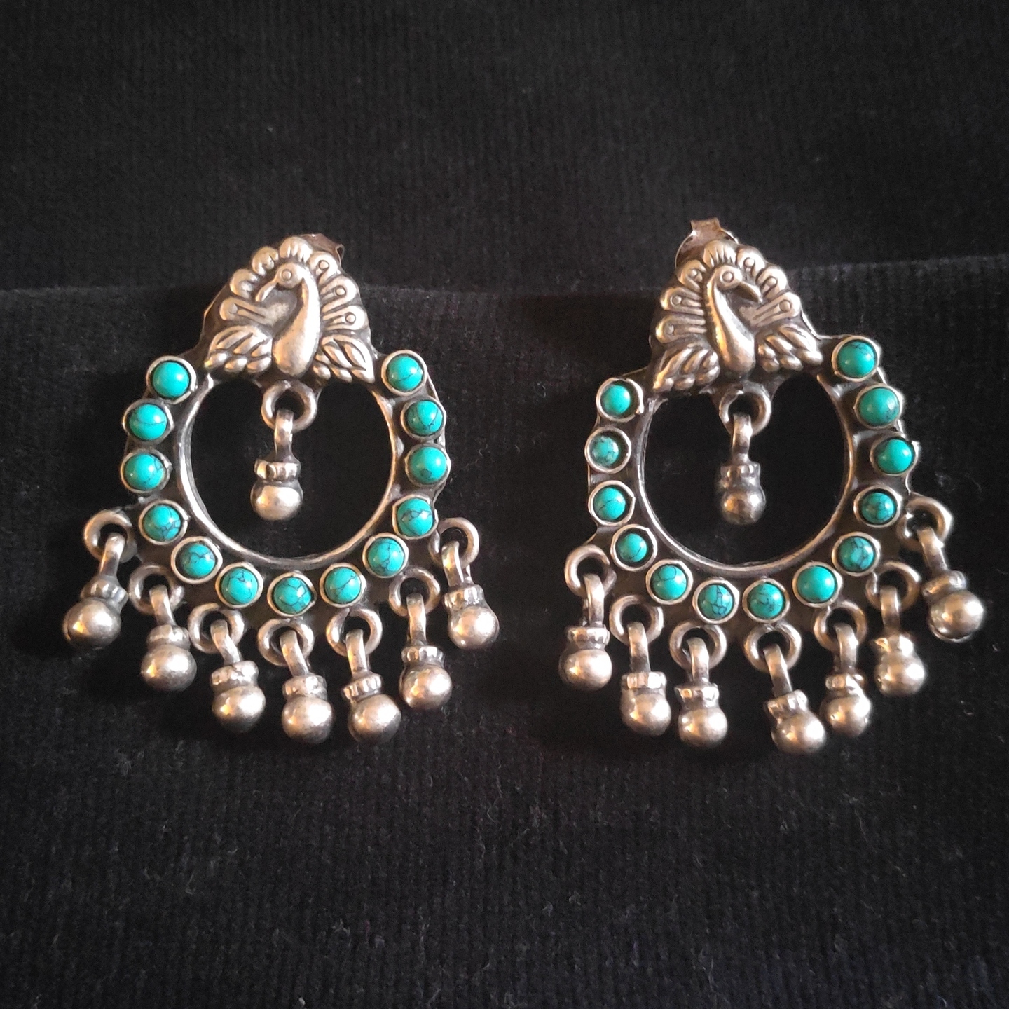 TURQUOISE PEACOCK SILVER EARRING-SE4207