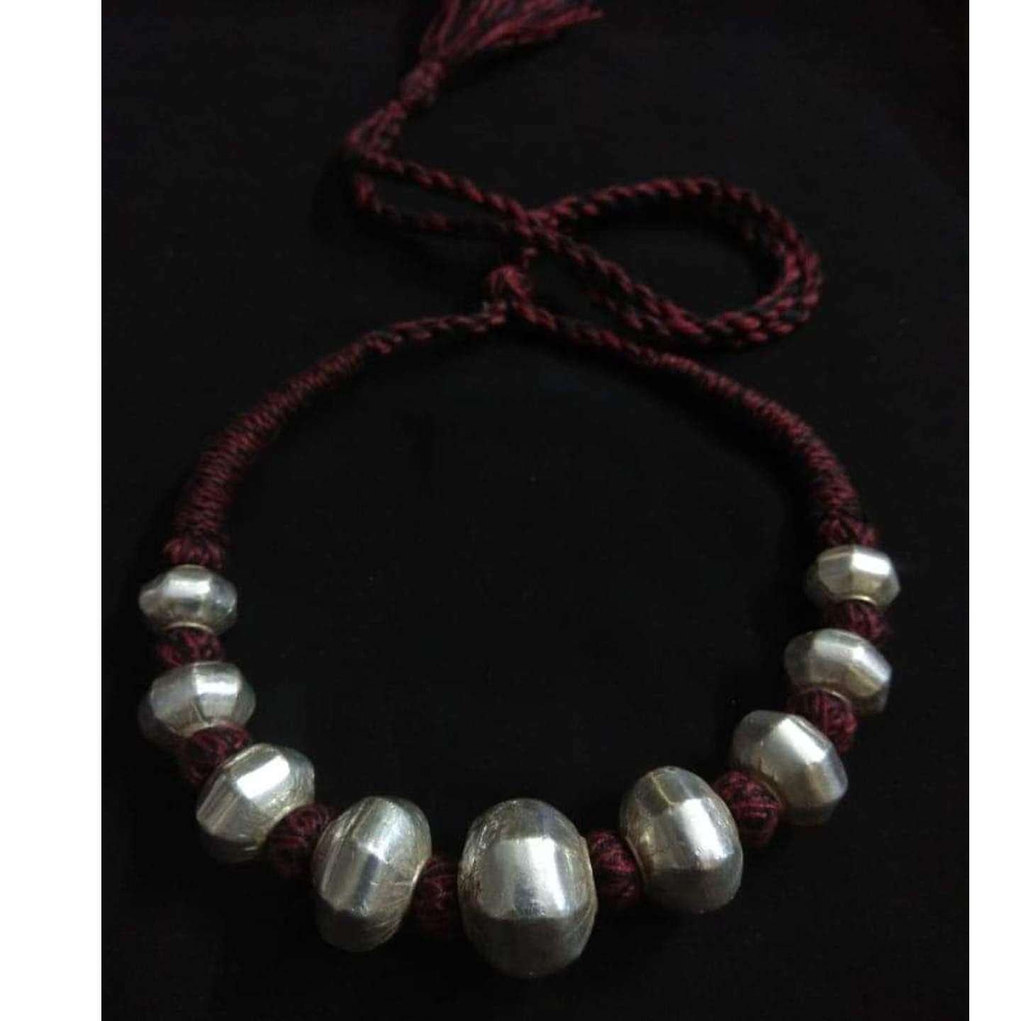 WAX BEADS TRIBAL SILVER NECKLACE-SN52079