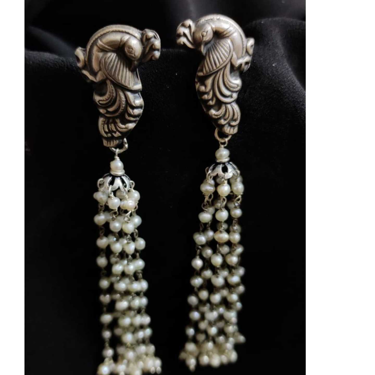 ETHNIC SILVER PEARL EARRING-SE22032