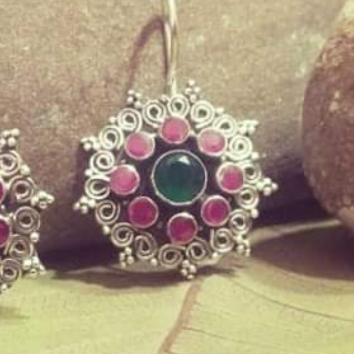  SEMI PRECIOUS STONE SILVER EARRING-SE520139