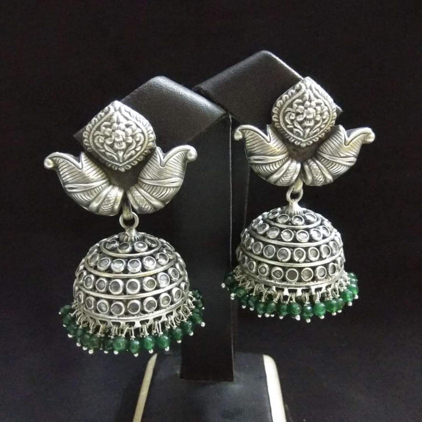 POLKIWORK SILVER JHUMKAS-SE520130