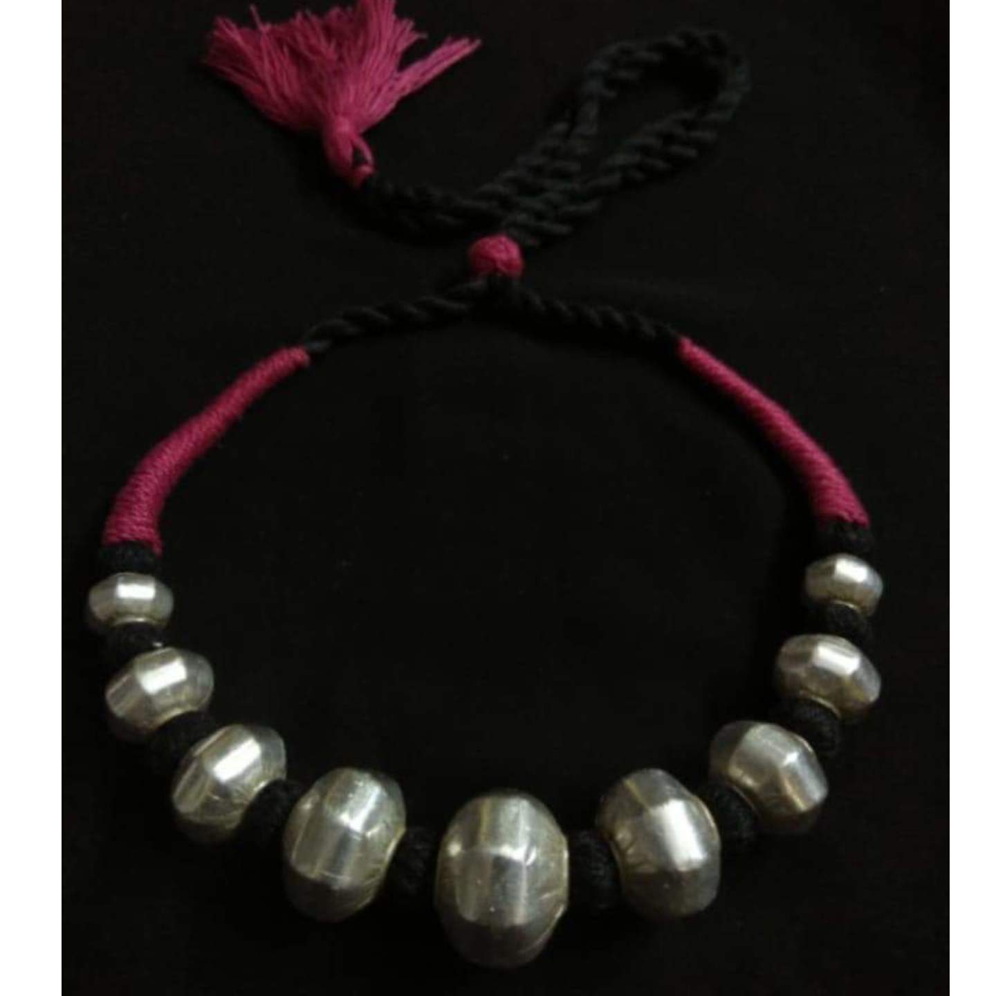 WAX BEADS TRIBAL SILVER NECKLACE-SN52079