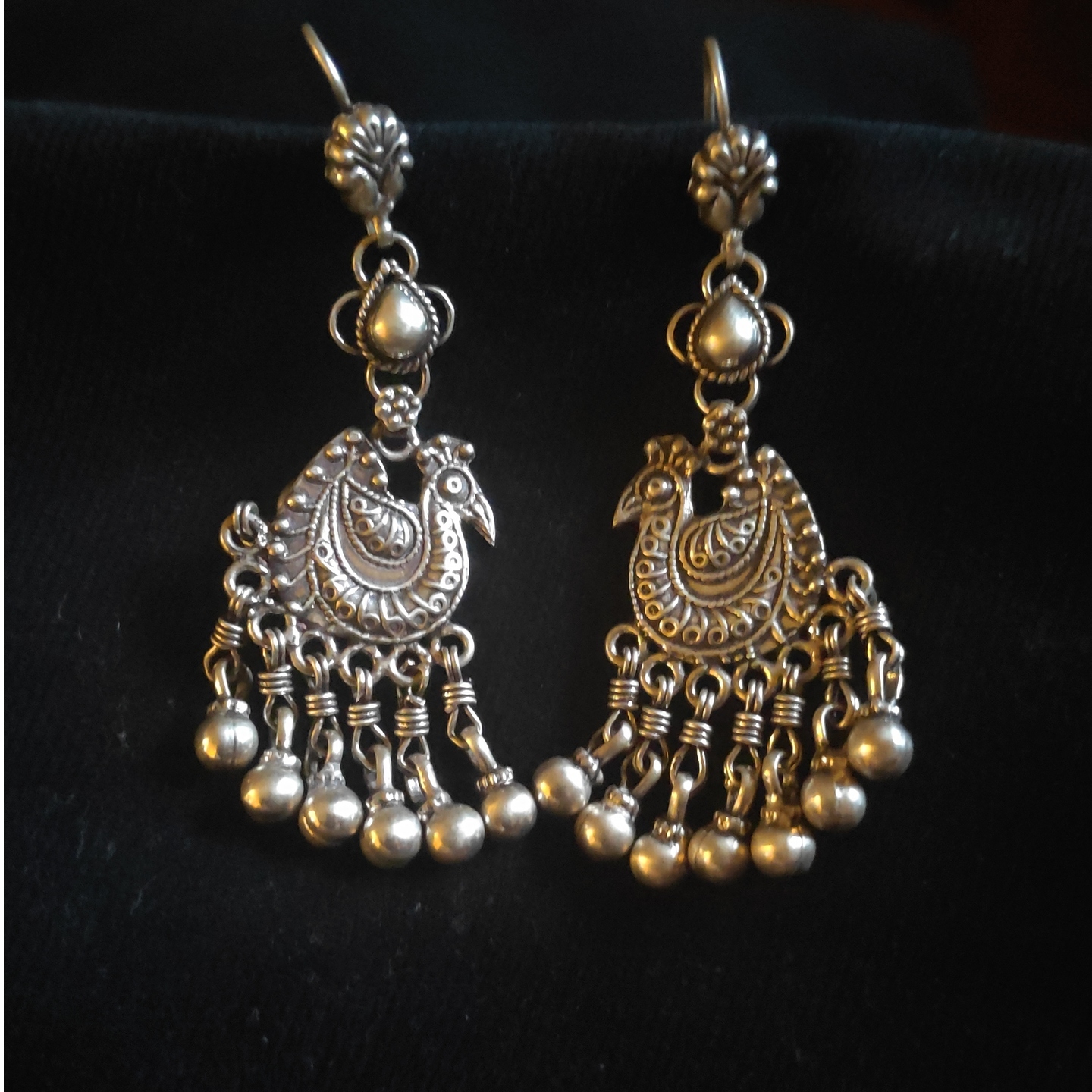 PEACOCK ETHNIC SILVER EARRING-SE42085