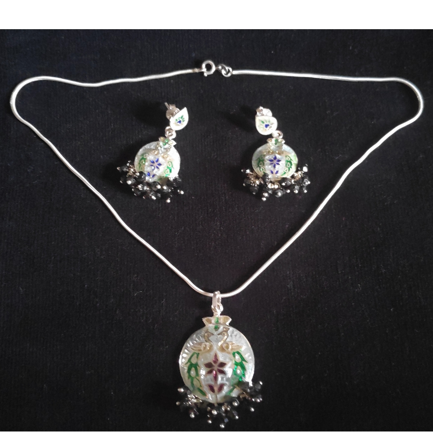 MEENAKARI WORK SILVER NECKLACE-SE42056