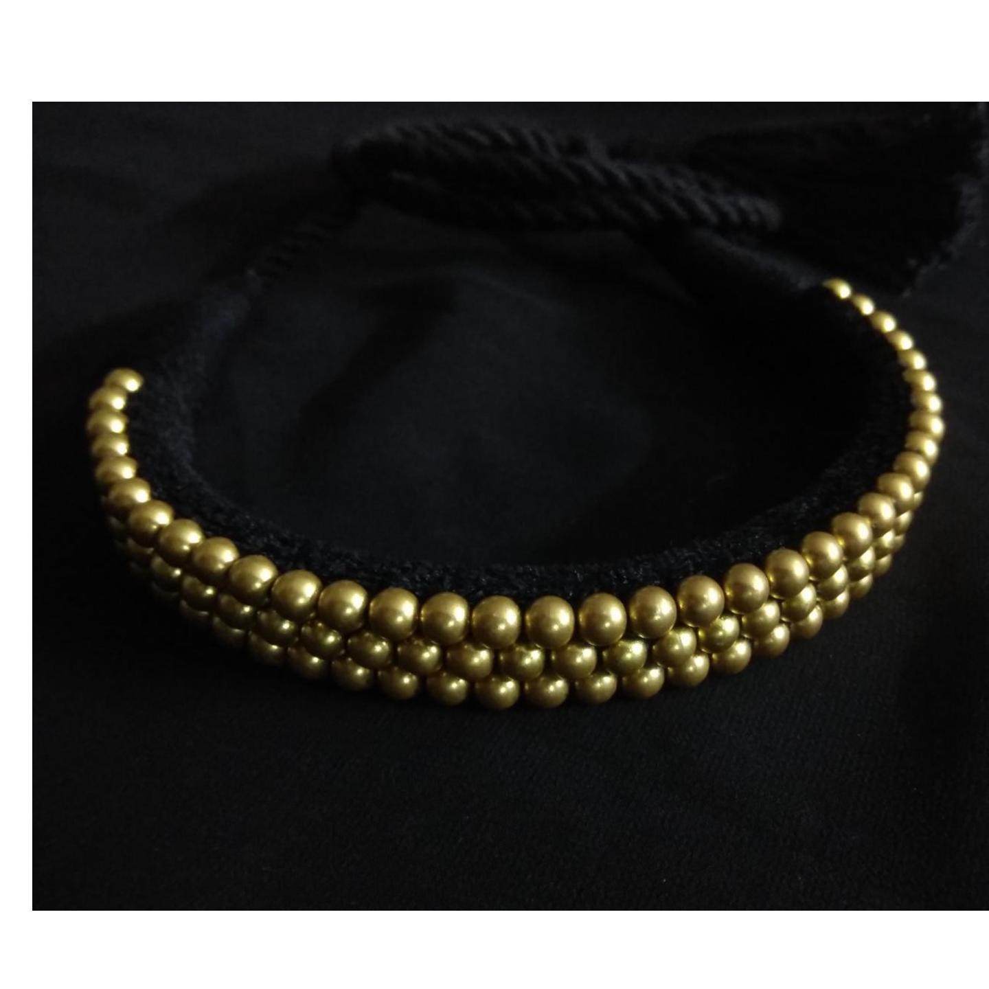 BEADED GOLD PLATED SILVER CHOKER-SN42043