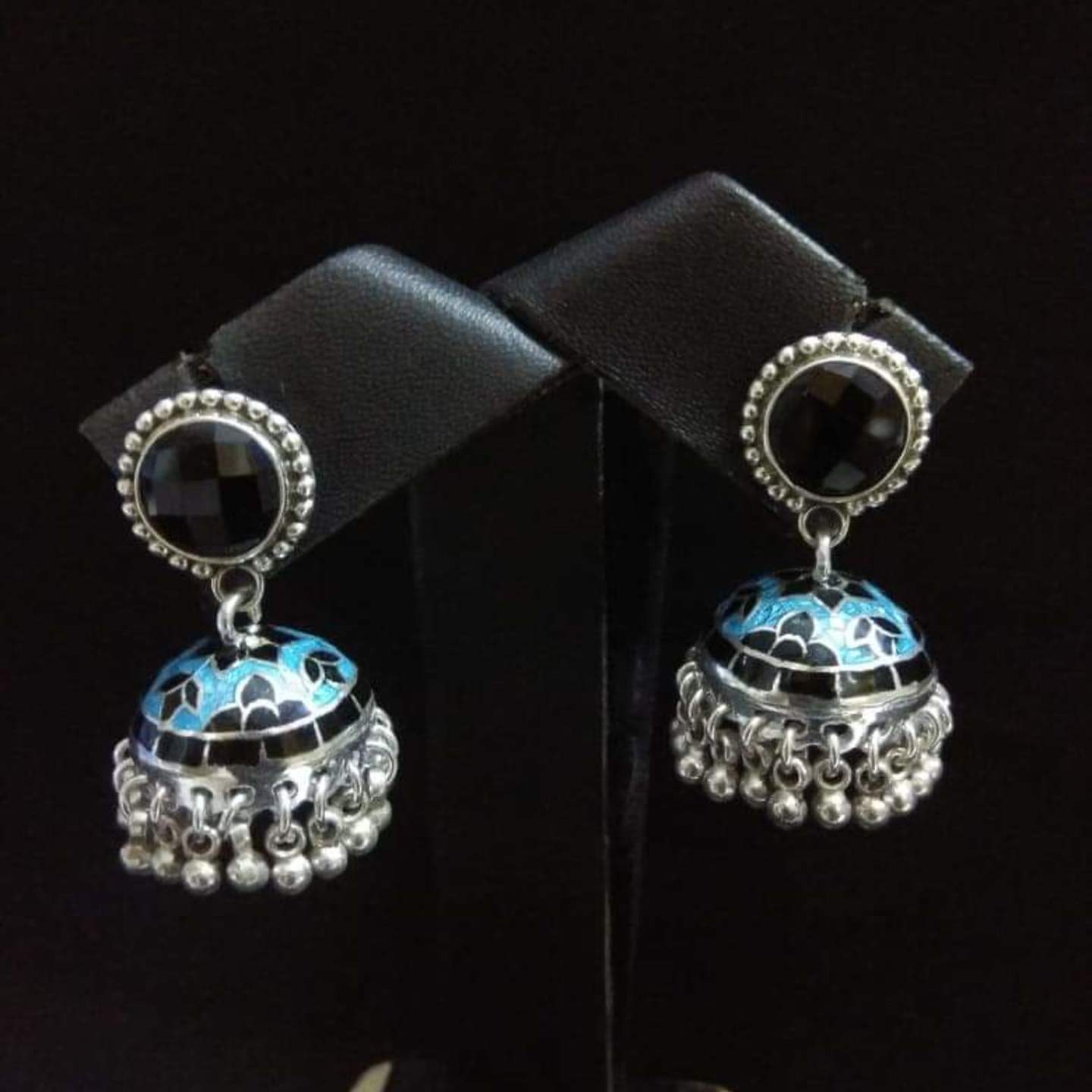 MEENAKARI WORK SILVER EARRING-SE42088