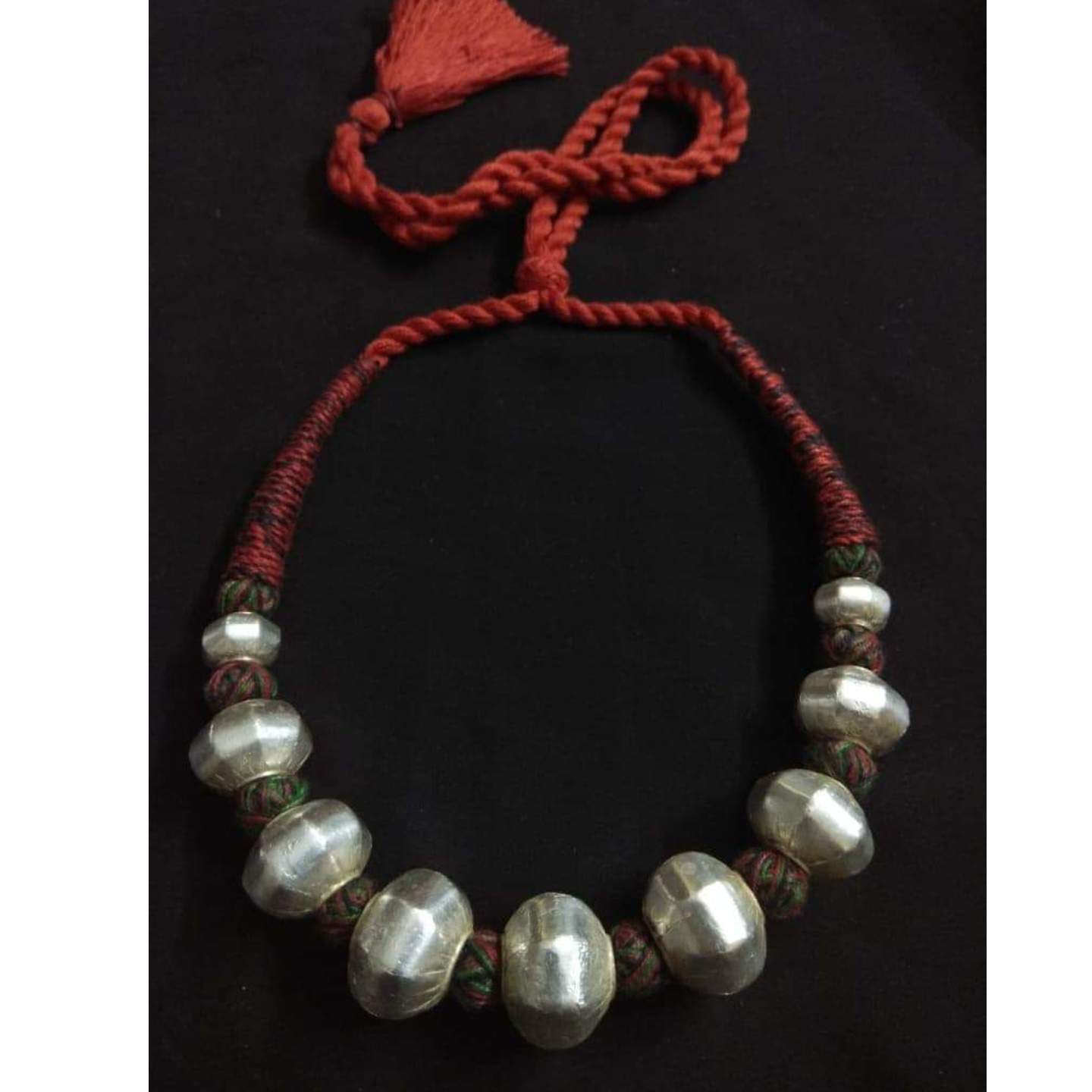 WAX BEADS TRIBAL SILVER NECKLACE-SN52078