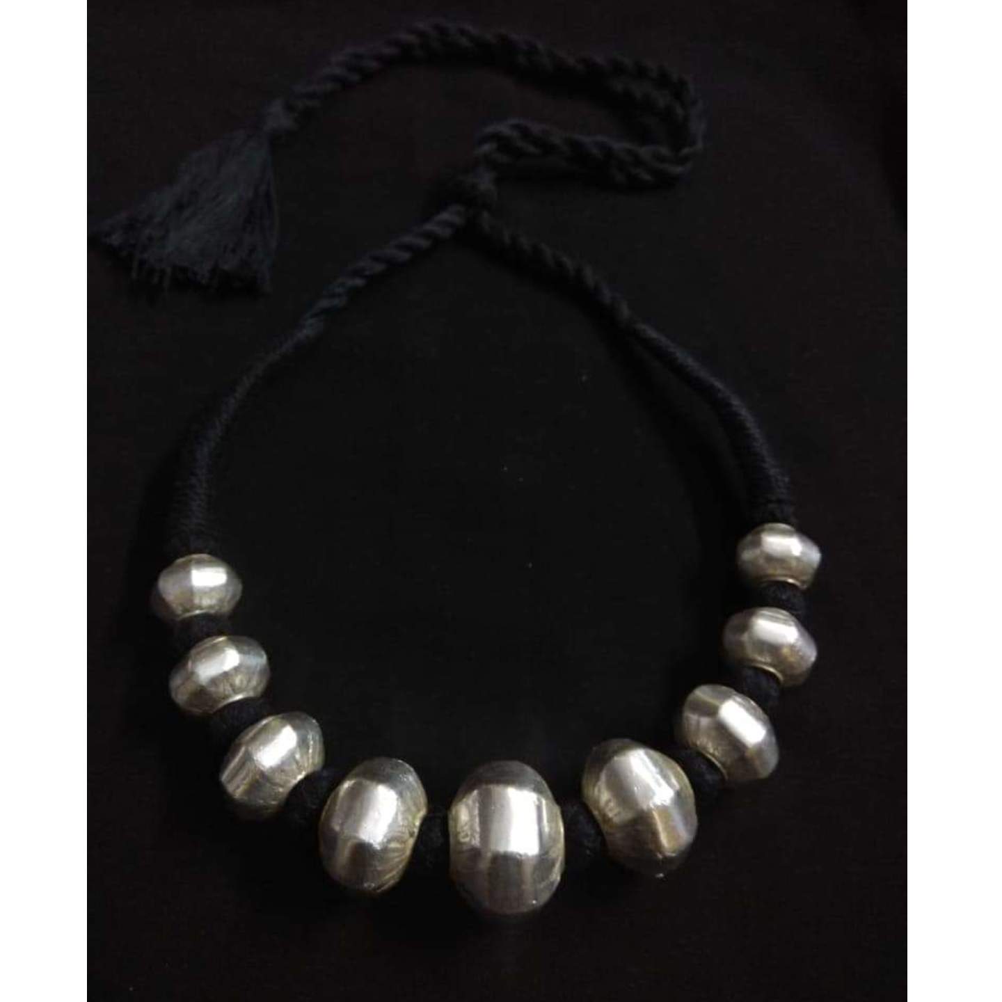 WAX BEADS TRIBAL SILVER NECKLACE-SN52075