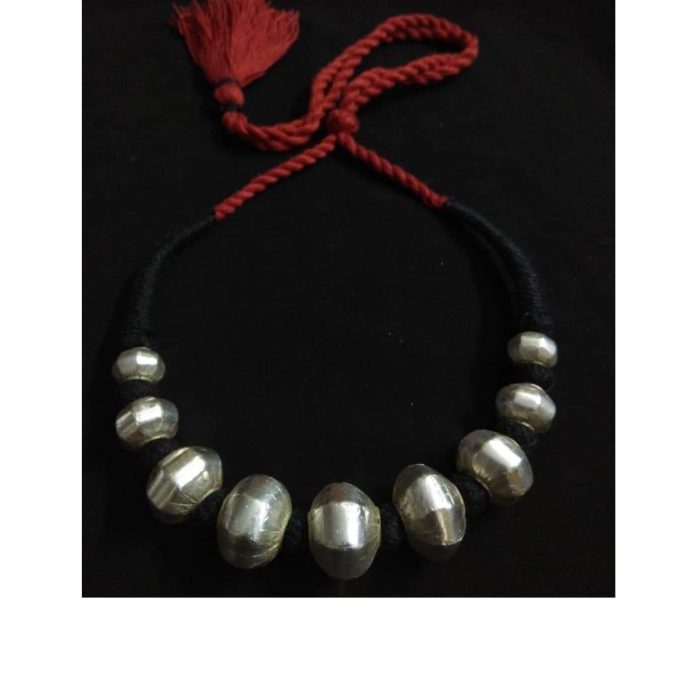 WAX BEADS TRIBAL SILVER NECKLACE-SN5207575