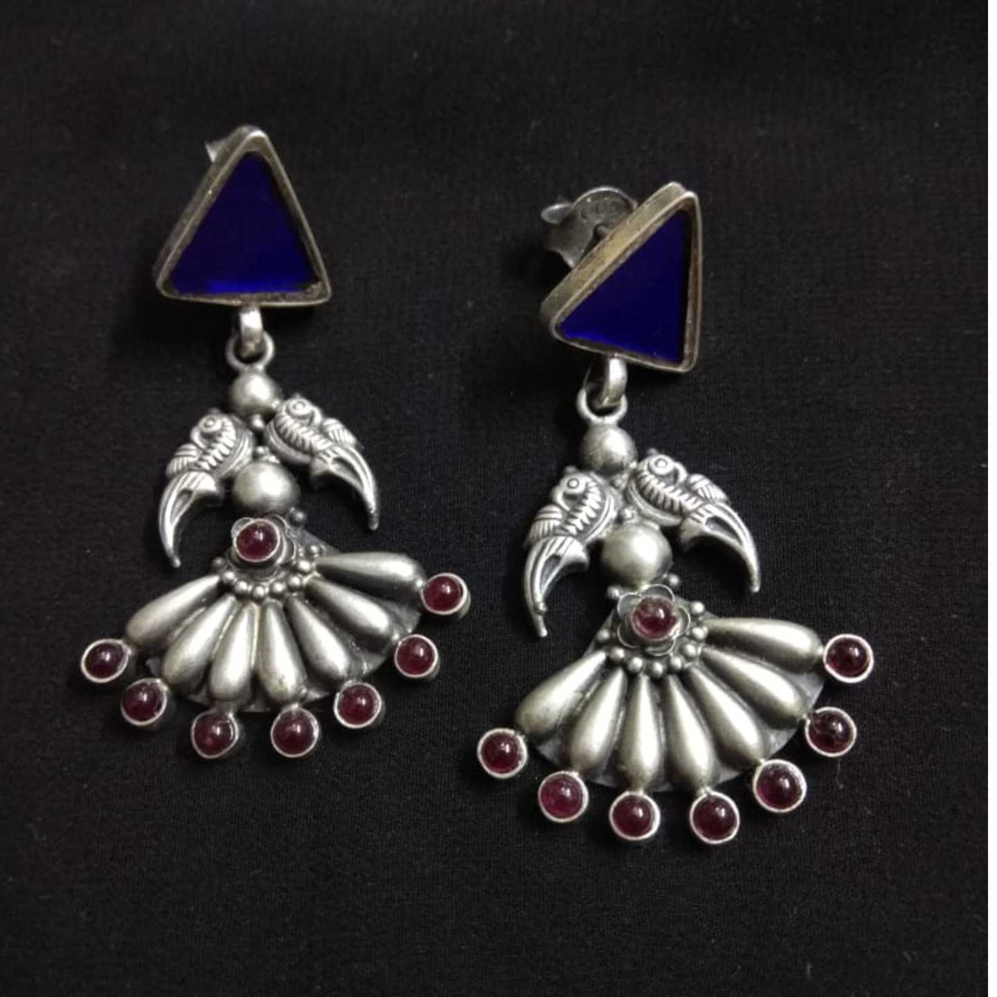 GLASS SILVER EARRING-SE42049