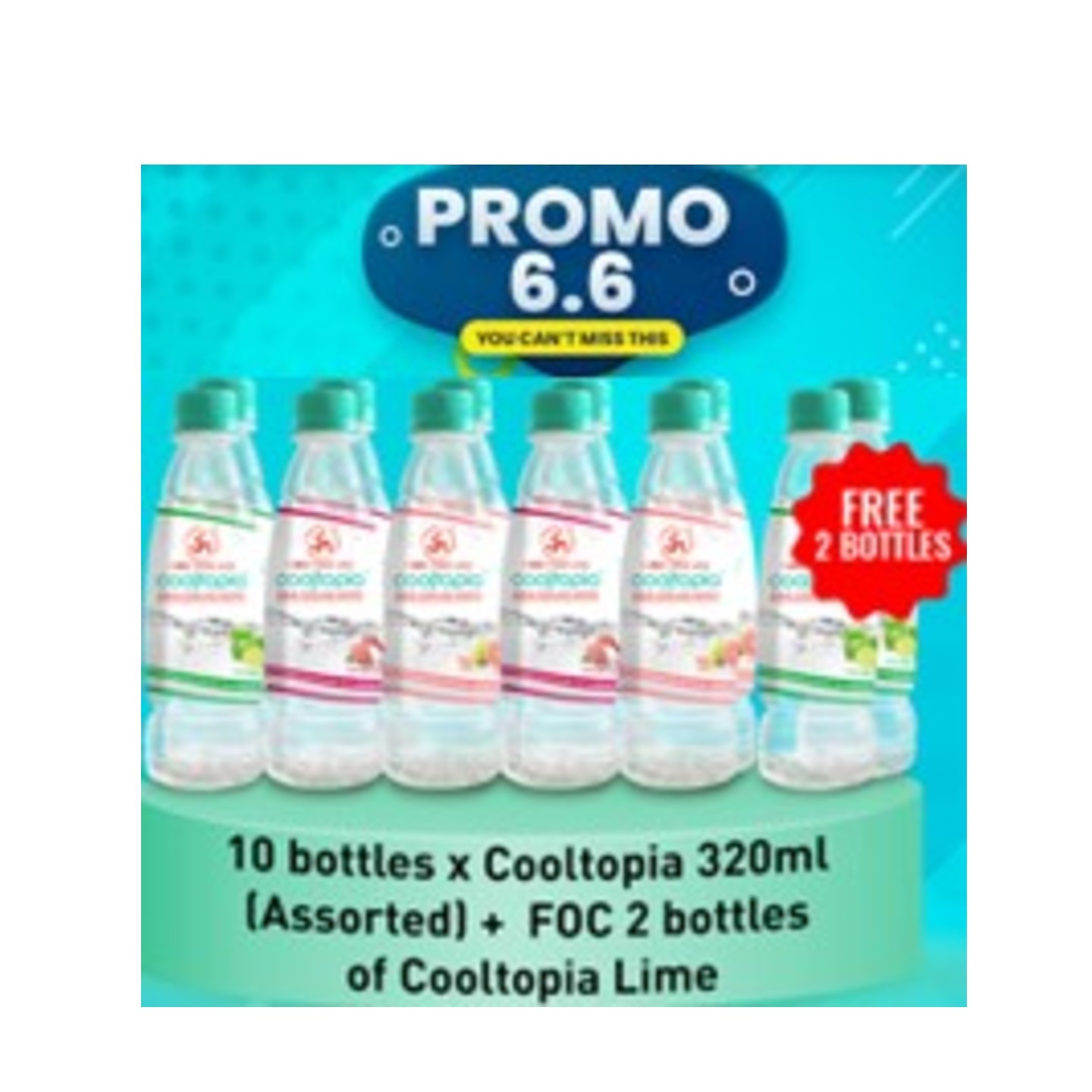 PACKAGE 2: COOLTOPIA COOLING WATER - GUAVA 320ML X 10 + FOC COOLTOPIA COOLING WATER - LIME X 2
