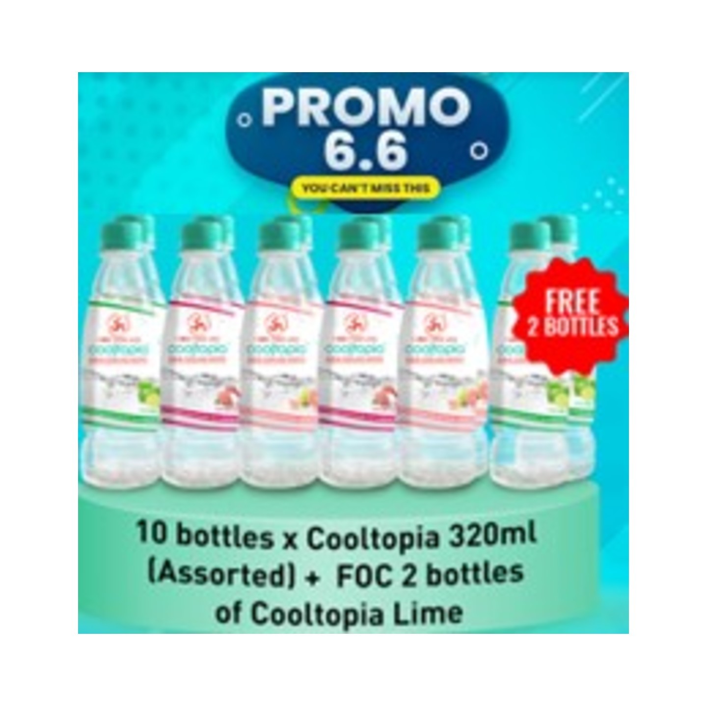 PACKAGE 3: COOLTOPIA COOLING WATER - LYCHEE 320ML X 10 + FOC COOLTOPIA COOLING WATER - LIME X 2