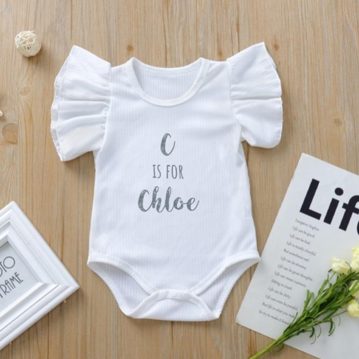 Customised Baby Romper with ruffles