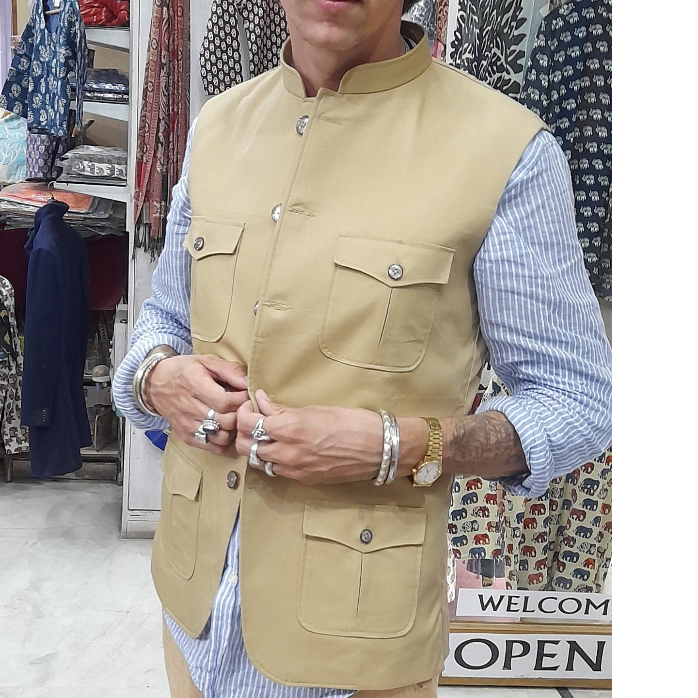 Jodhpuri hunting Jacket , Pacth pocket jacket