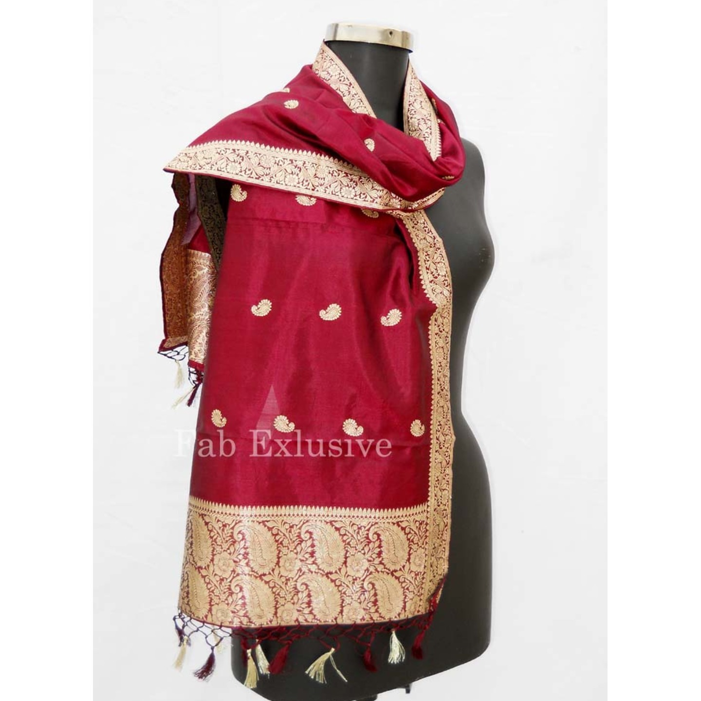 Indian Silk Stole Broked Border