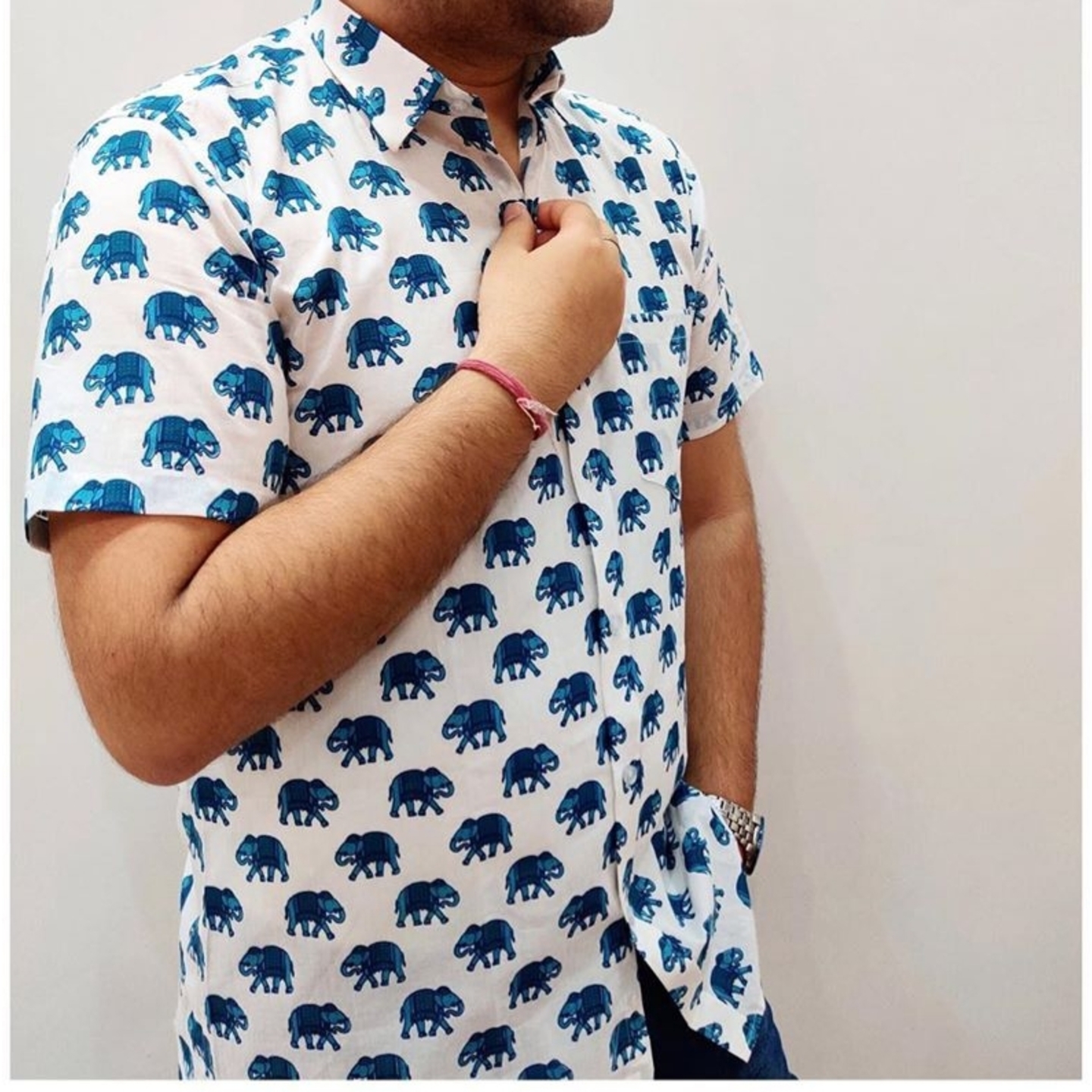 Hand Printed cotton shirt                            Free shipping