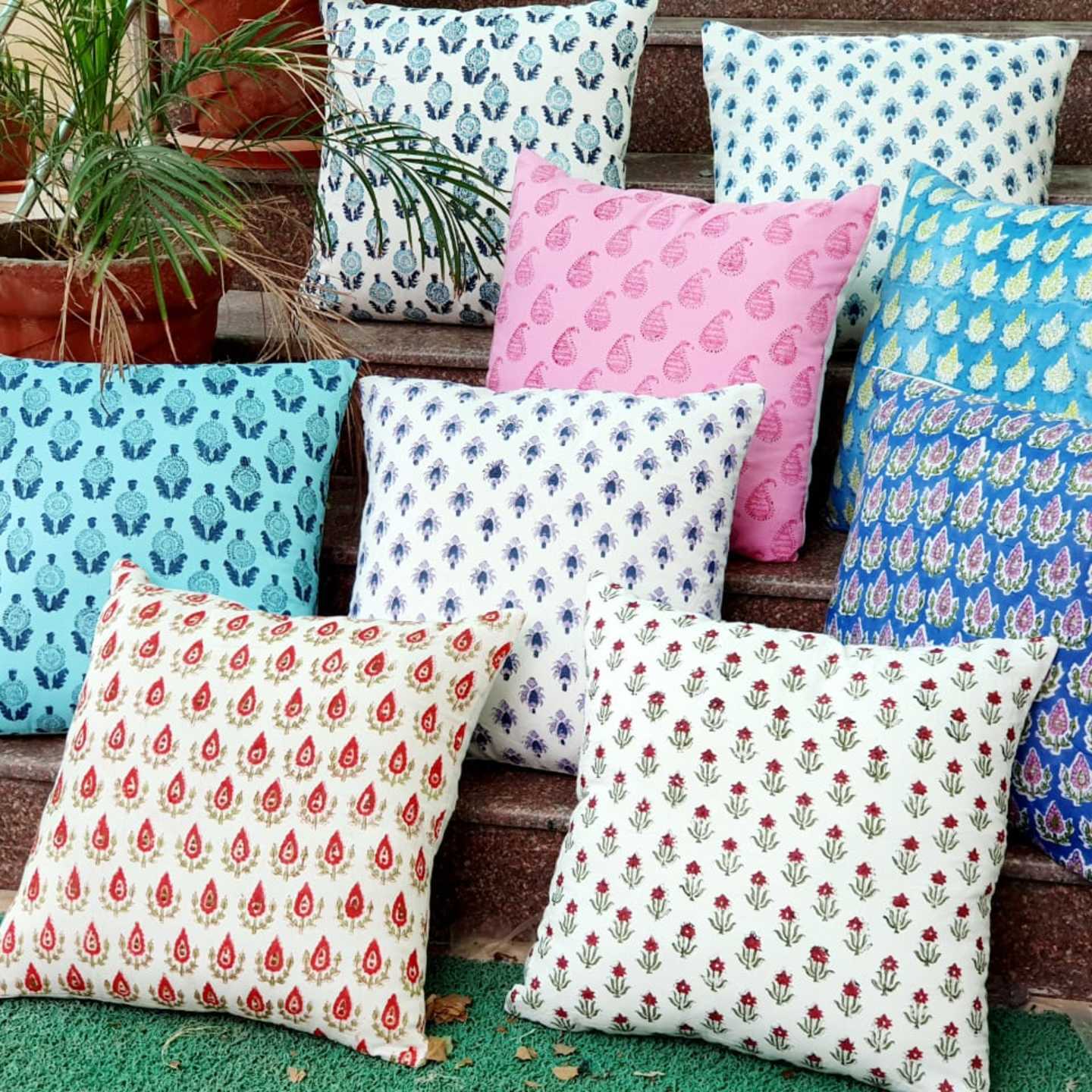 5 Pcs Hand printed cushion Covers