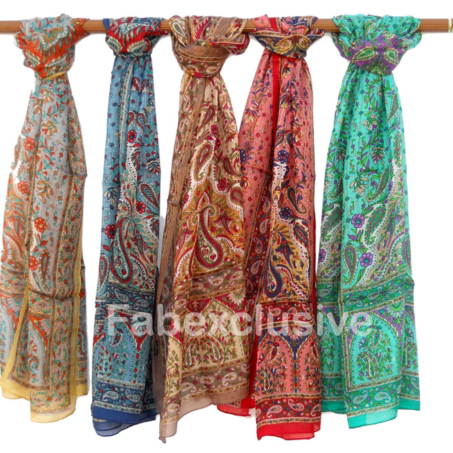 Pure Silk stole  scarves  Set of 5 Pcs asorted colors