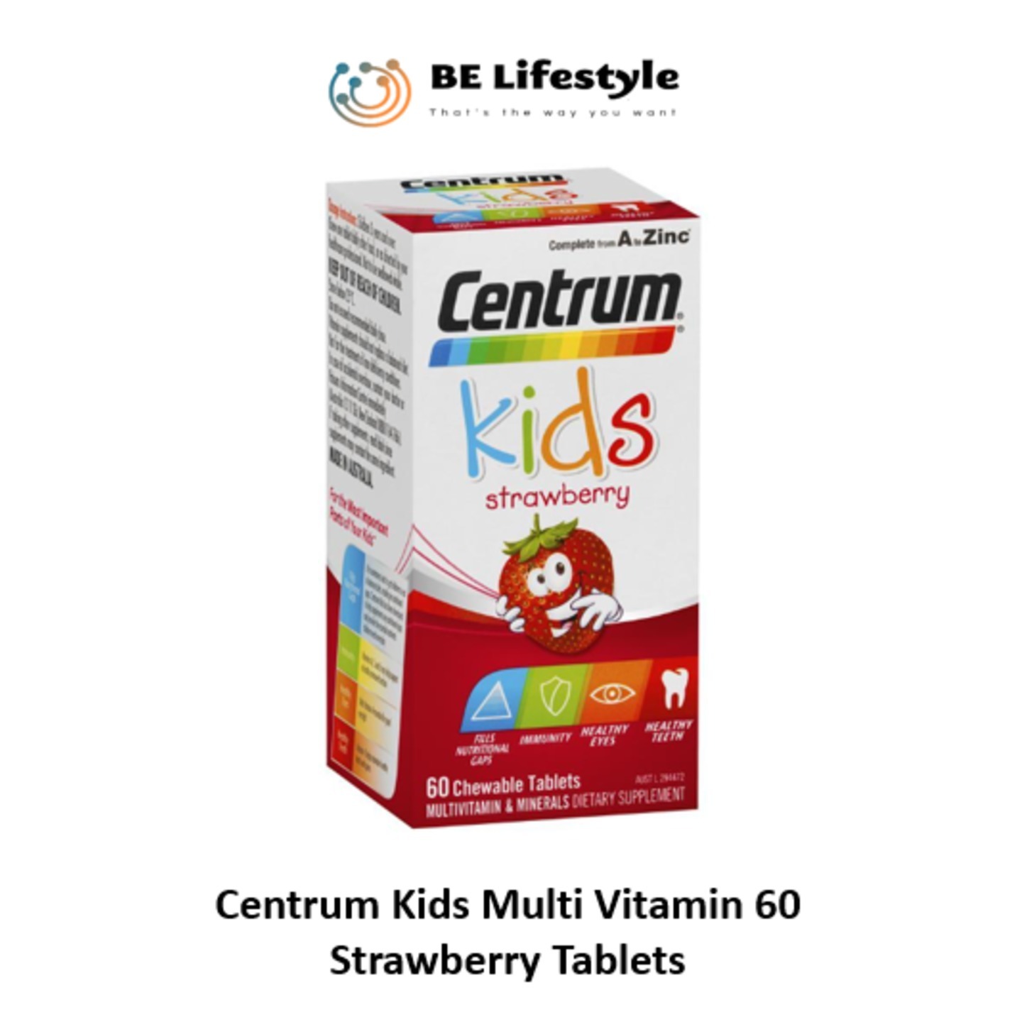 Centrum Kids Multi Vitamin 60 Strawberry Tablets
