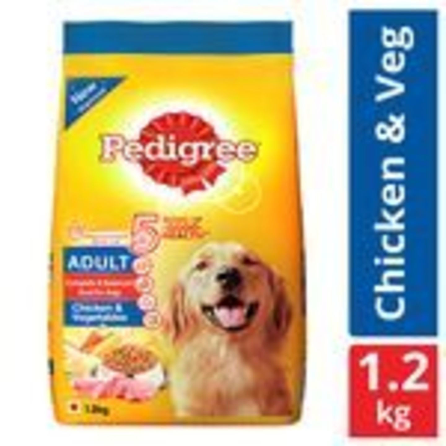 Pedigree Dry Dog Food - Chicken & Vegetables, For Adult Dogs, 1.2 kg