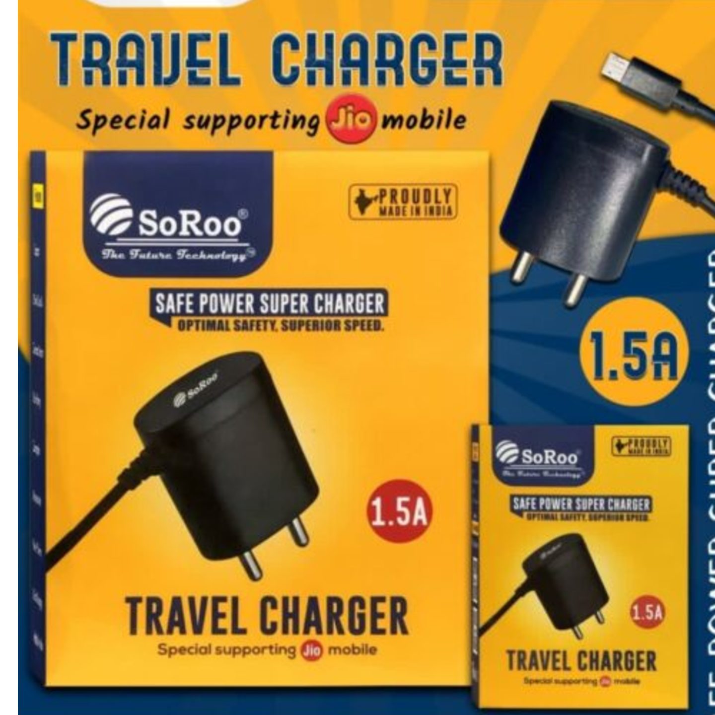 SoRoo Fast 1.5 Amp Jio Charger