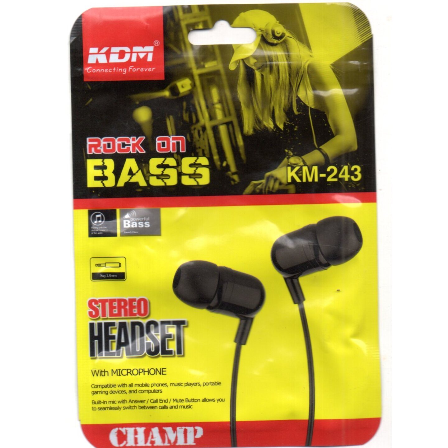 KDM KM-243 Wired Earphone pack of 2