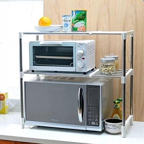 JonPrix Multifunctional Microwave Oven Stainless Steel Shelf Storage Rack Adjustable
