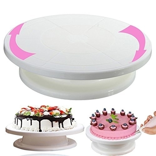 Samyaka 5 PC, Cake Turntable Revolving Cake Decorating Stand 28Cm