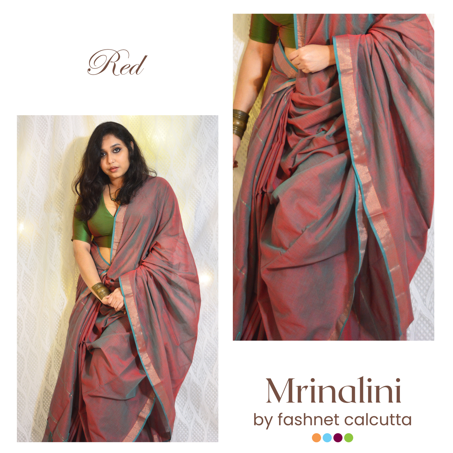 Mrinalini Red Dual Tone Cotton Saree