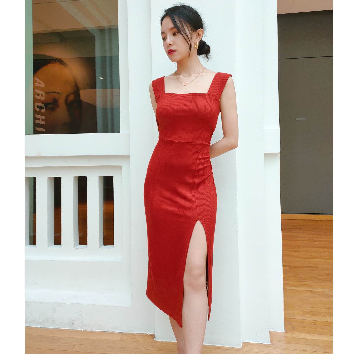 MAROON MIDI DRESS