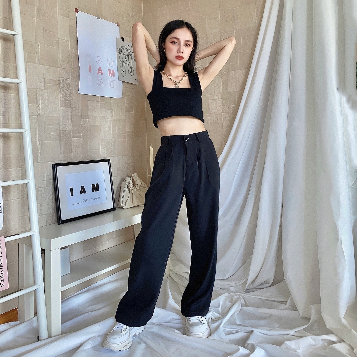 HIGH WAIST DRAGGING SUIT PANTS