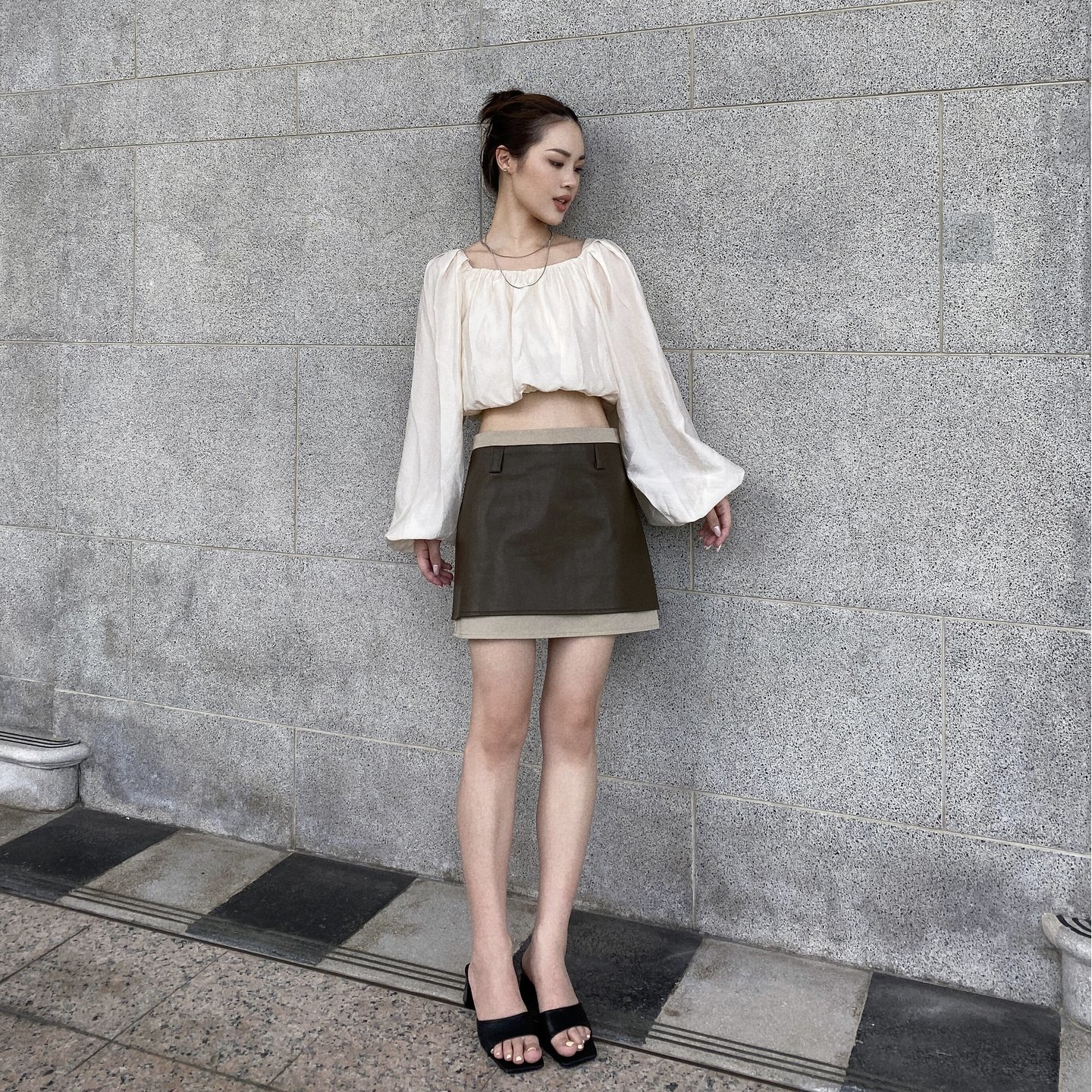 CROP TOP PUFF SLEEVE, CREAM