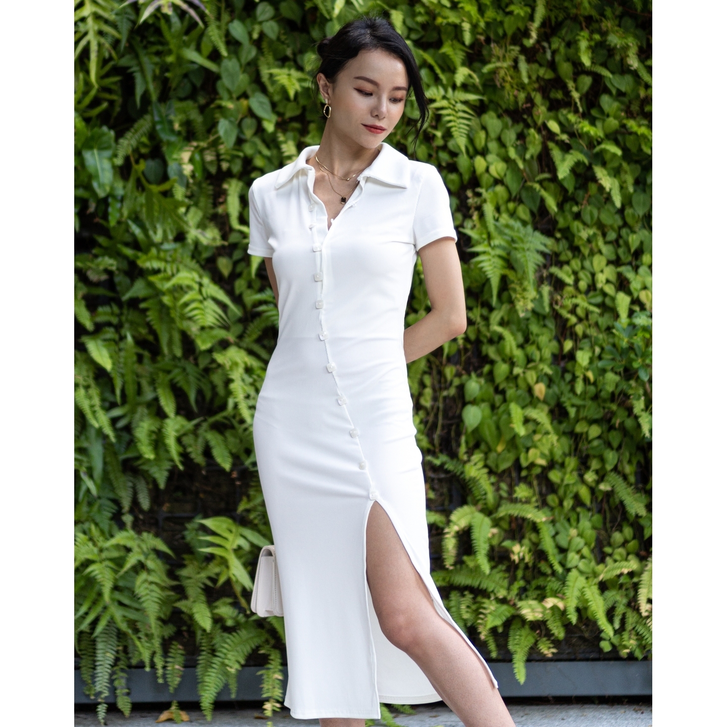 RETRO MIDI SPLIT DRESS