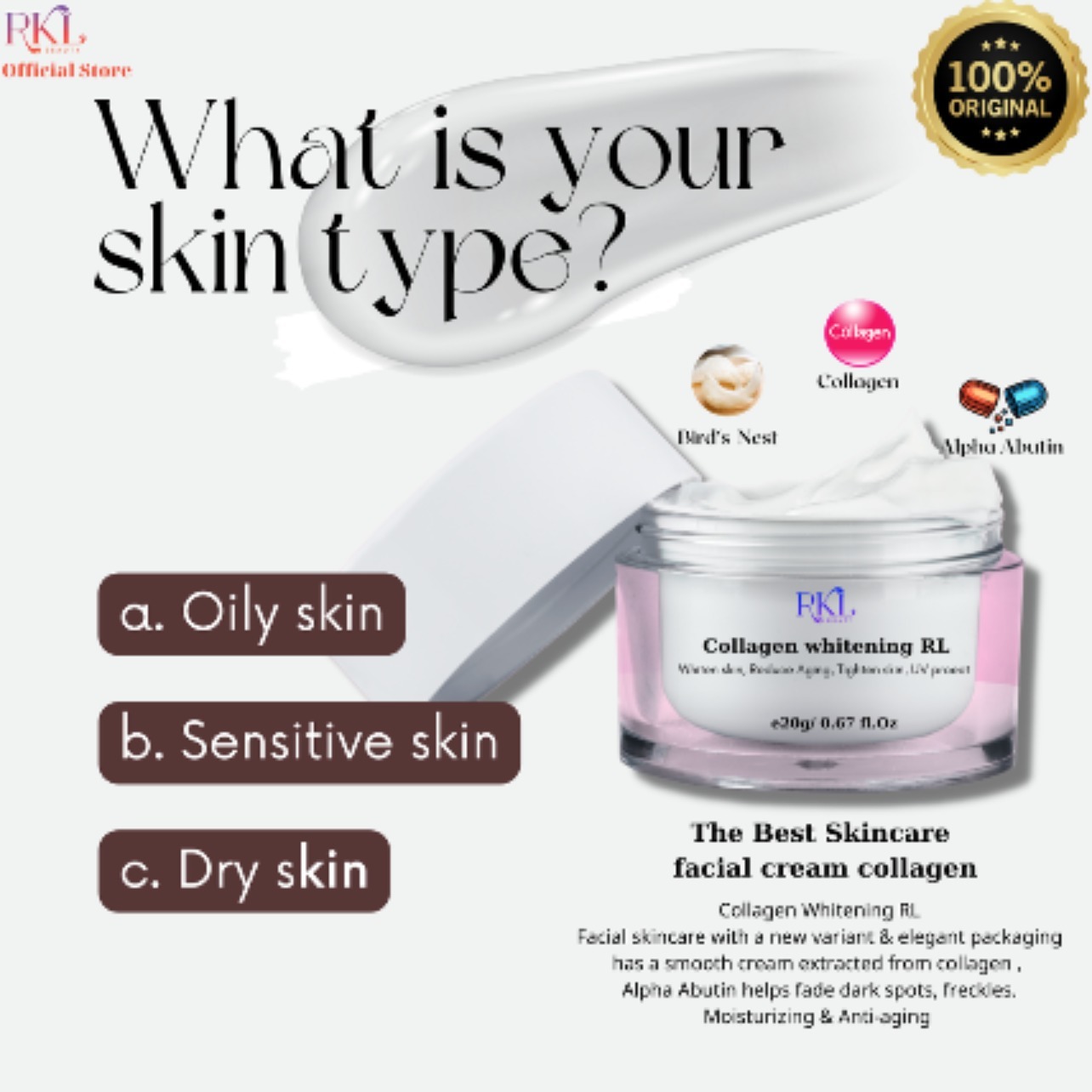 Facial Whitening Cream , fade dark spots and fade quickly.  anti-aging.  Helps to keep the skin bright and smooth