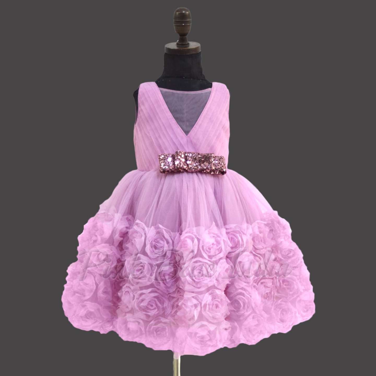 Rosette Baby Girl Party Wear Gown Dress