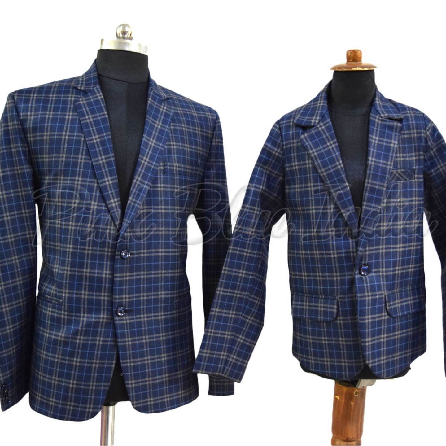 Buy Father Son Combo Blue Checked Blazers Online India