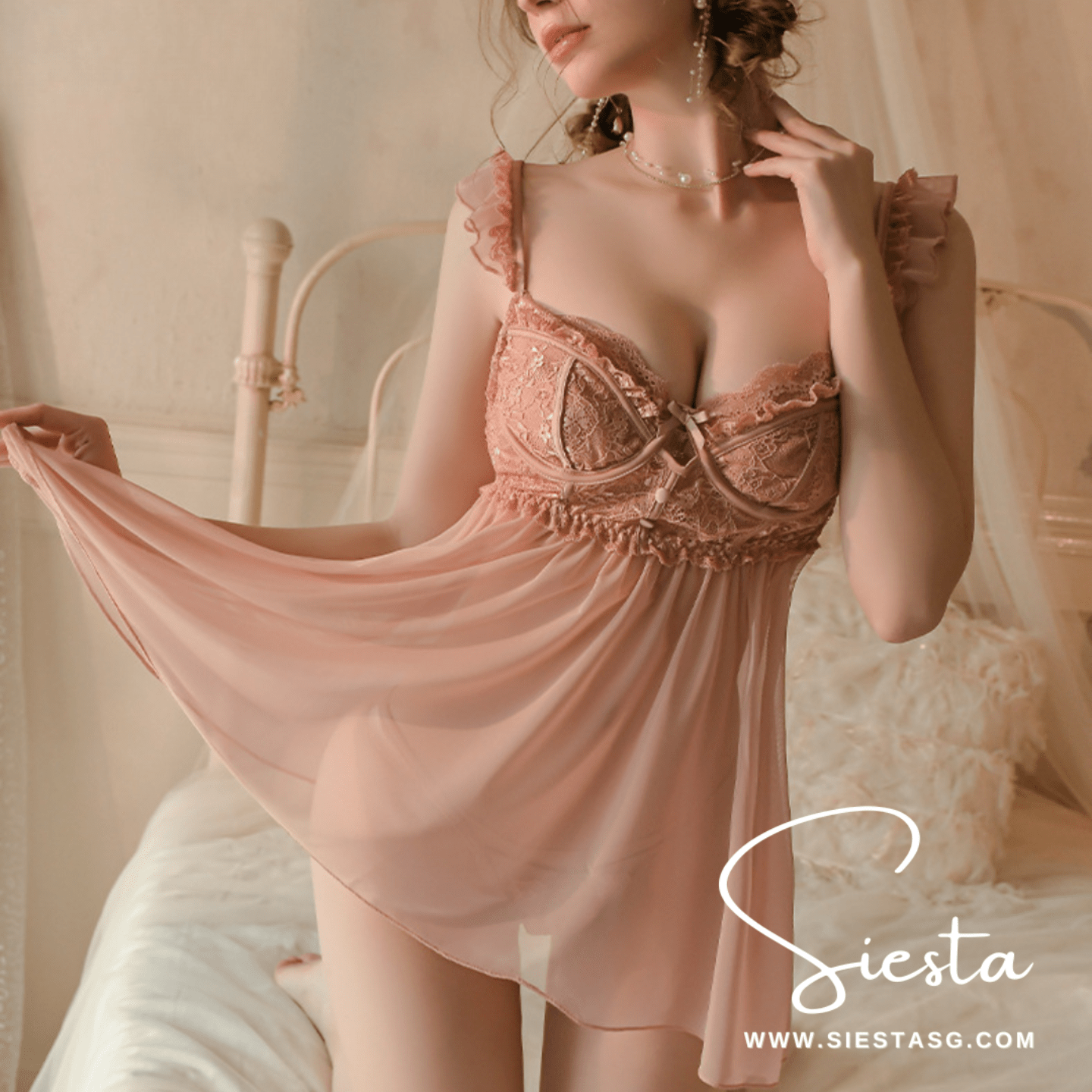 F122 See-through Elegant Nightdress Sleepwear Lingerie